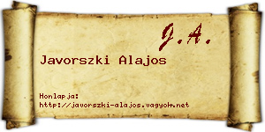 Javorszki Alajos névjegykártya